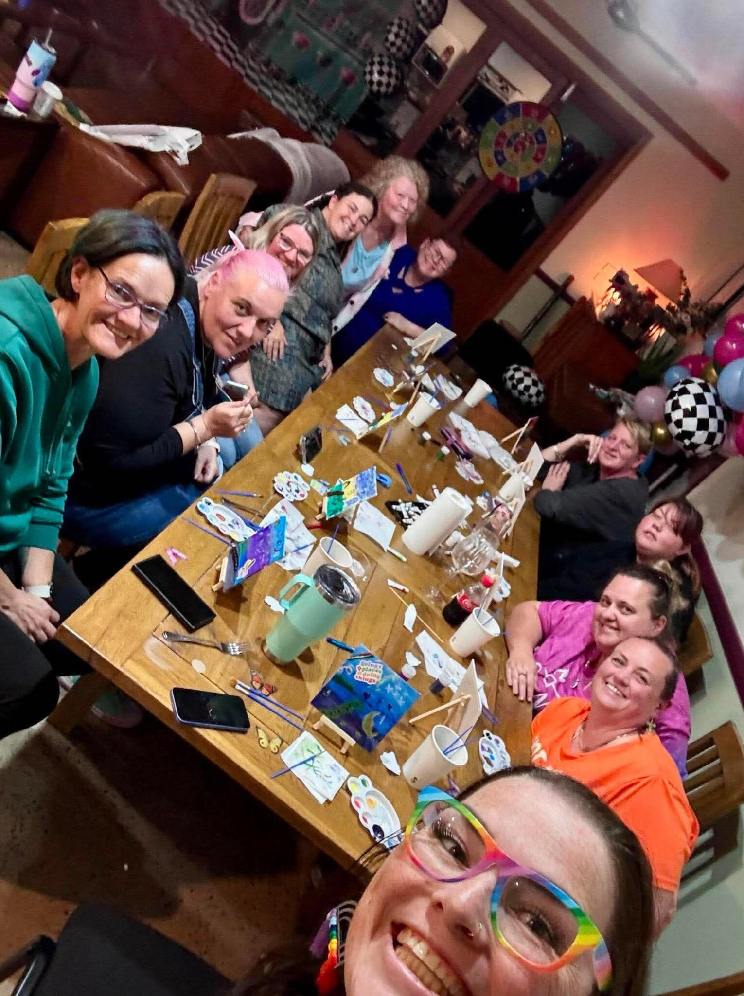 Dinner at a Scentsy weekend getaway Liane having dinner with friends from her Scentsy community during a weekend getaway